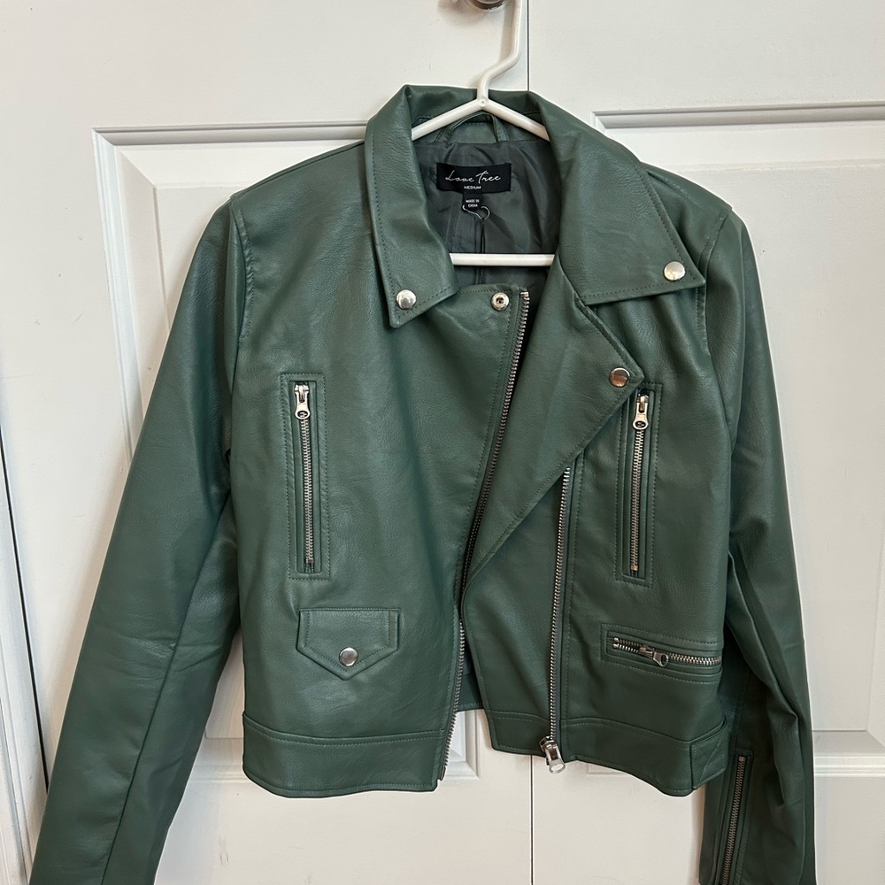 Love Tree Sage Leather Jacket